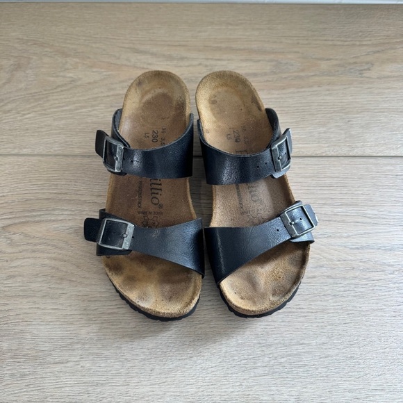 Papillio Birkenstock Dorothy Birko Flor Licorice Black Wedge Sandal Womens US 5 - Picture 2 of 5